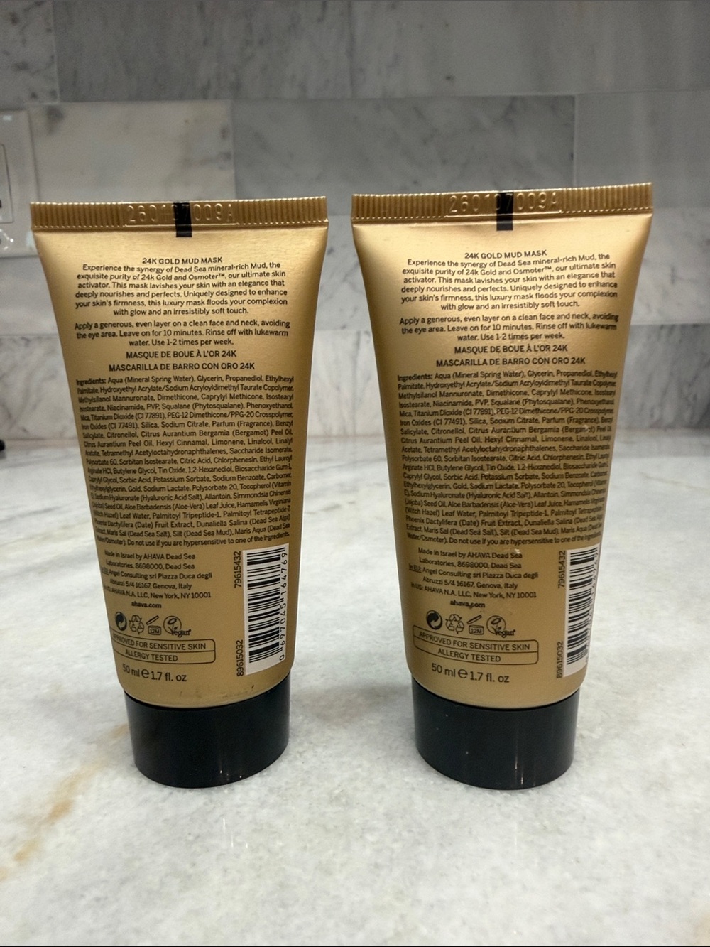 AHAVA 24K Gold Mud Mask – Gold (Anti-Wrinkles) 1.7 fl oz 2 Pc Bundle - Picture 2 of 3